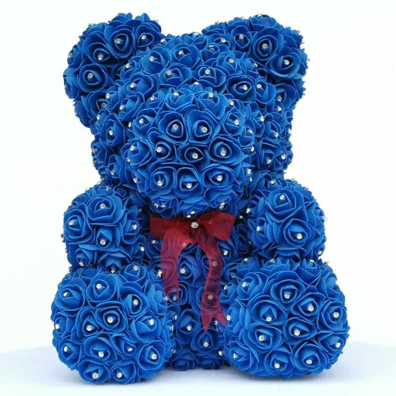16inch Rose Flower Bear Beautiful Handmade Preserved 40cm Teddy for Girlfriend Love Gift