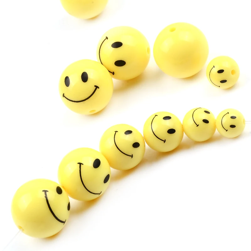 Yellow Smile Beads Children Polymer Clay Spacer Loose Beads