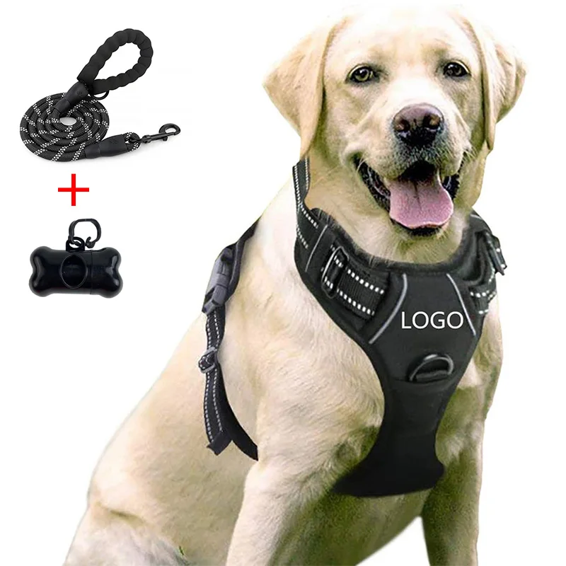 
Custom Mix Color Size No Pull Adjustable Dog Vest Reflective Nylon Large Buckle Reversible Dog Harness With Leash 