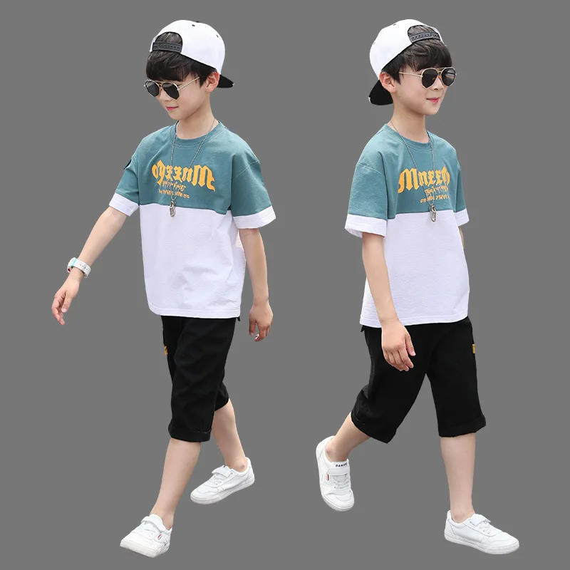New Summer Boys Clothing Sets Children T-shirt Short Sleeve +Pants Set Two Pieces Set Kids Baby Boys Clothes 6 8 10 11 12 Years
