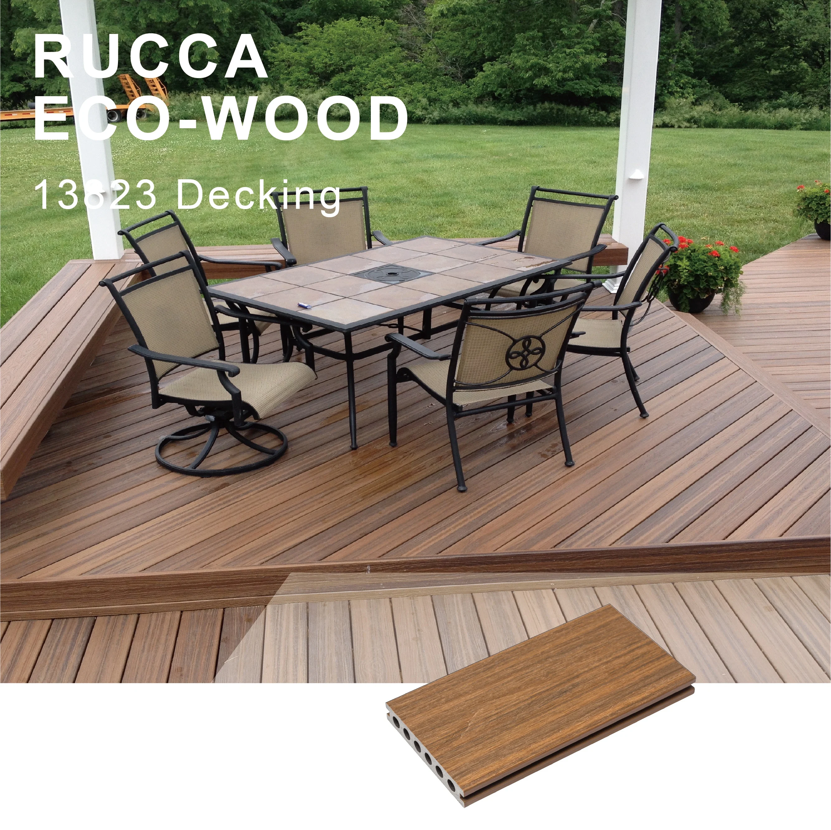Foshan Rucca WPC Wood and Plastic Composite PE Co-Extrusion Decking for Engineered Garden Decoration Flooring 138*23mm