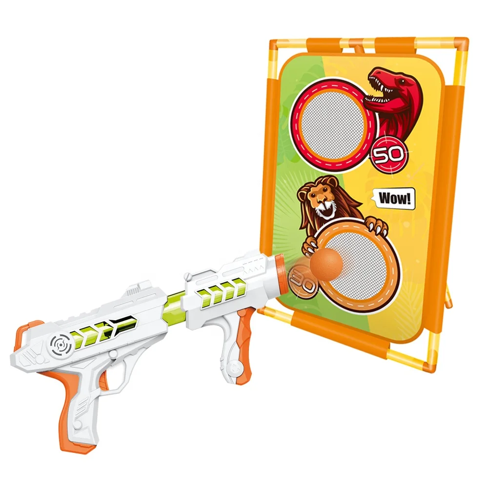 Easy Oem 25 Feet Range Plastic Blast Popper Pump air Gun Target Game Toy Set