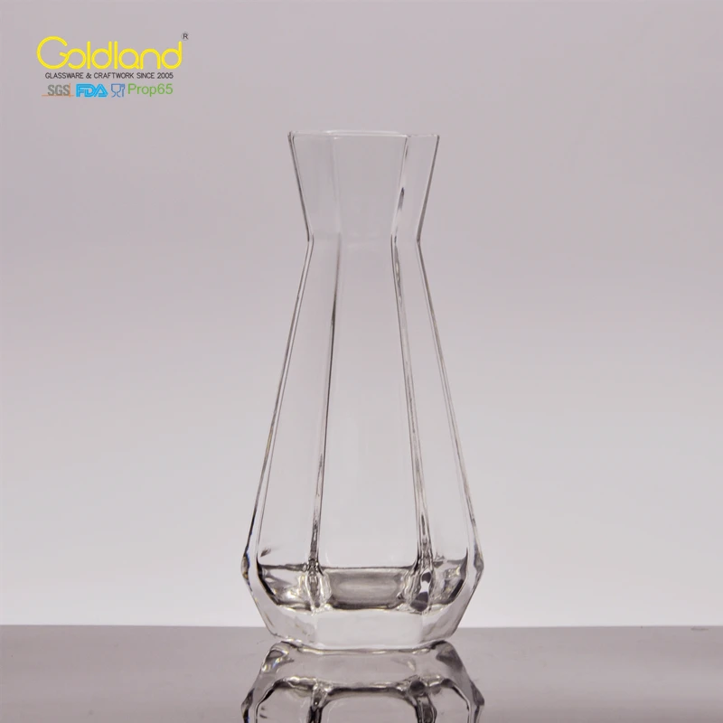 Hexagon small water carafe crystal heavy base glass carafe decanter 120ml