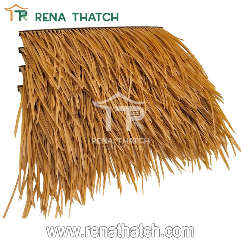 Weather Resistant synthetic plastic straw thatch price synthetic palm thatch artificial palm tiki thatch