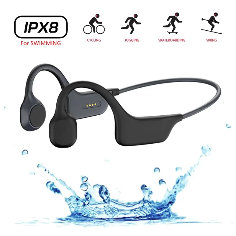 DG08M IPX8 Swimming Bone Conduction Earphones Headphones 8GB Memory Mp3 Waterproof Open Ear Wireless Headsets