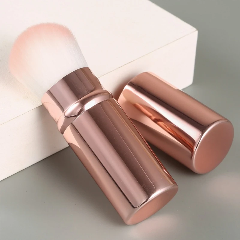 Soft Wool Easy Take Custom Logo Metal powder blush brush for Daily Makeup