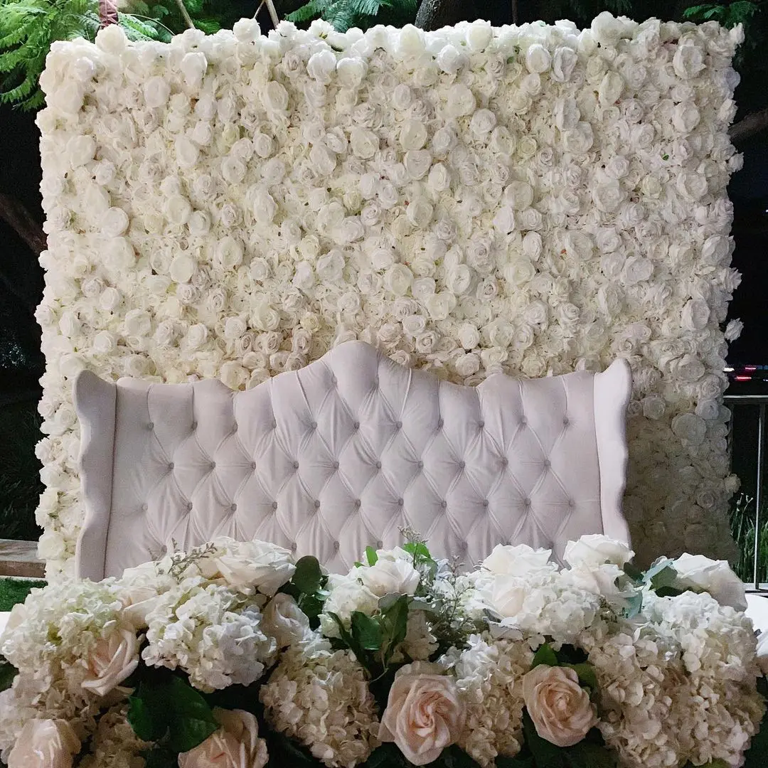 Wholesale Custom White Pink Wedding Supplies Decoration Rose Backdrop Silk Artificial Decorative Flower Wall