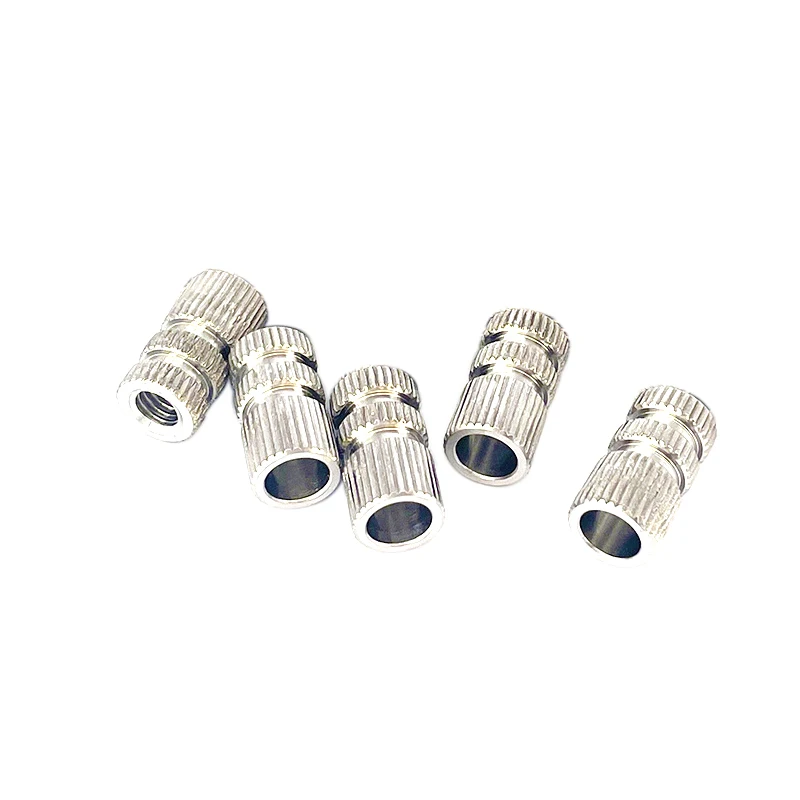 Injection Molded Stud Through Hole Hot Melt Chamfering Titanium Vertical Stripe Knurled Insert Nut For Plastic Housing