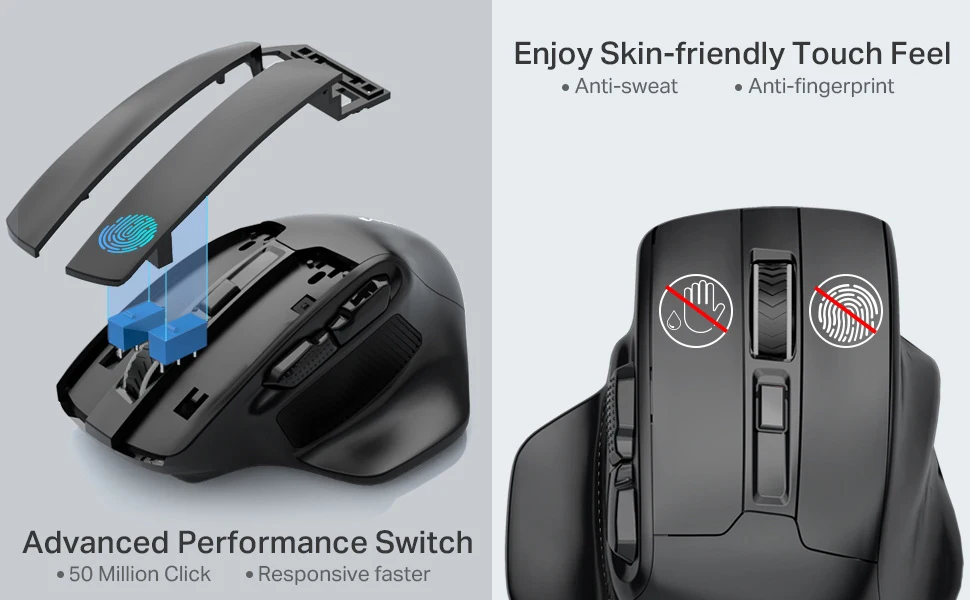 Ergonomic Large Mouse Wireless 4800 DPI 5-levels Adjustable 2.4Ghz  Precise Optical Wireless Mouse