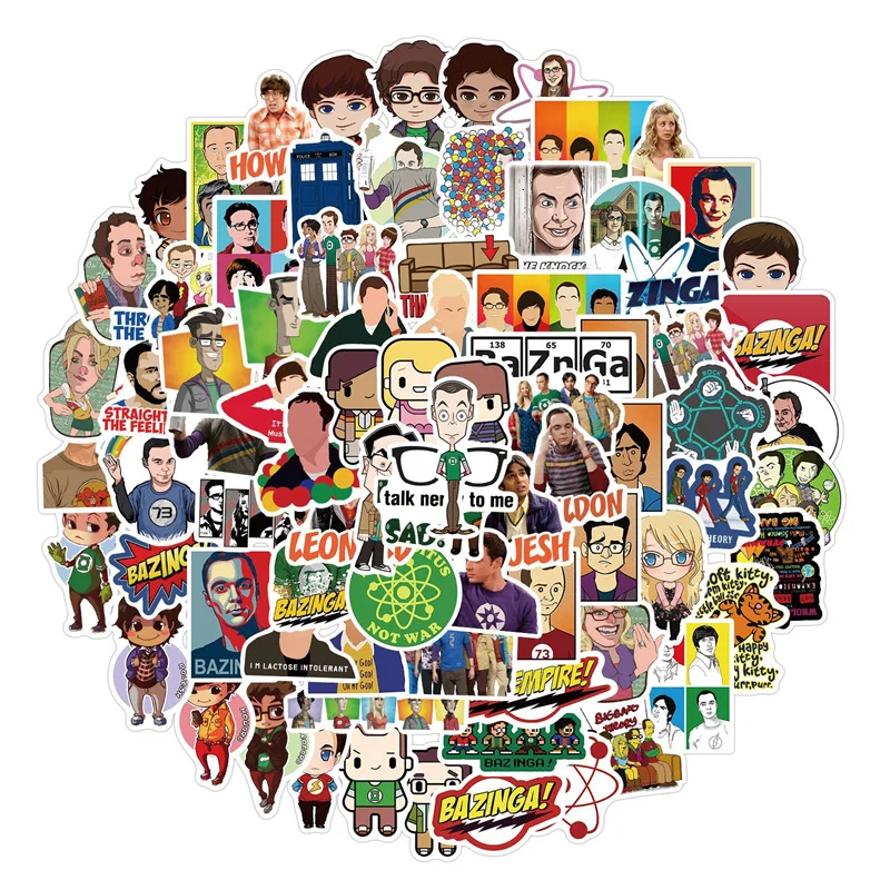 100Pcs The Big Bang Theory Stickers Classic TV Show Sticker for Teens Adults Water Bottle Skateboard Luggage Decorations