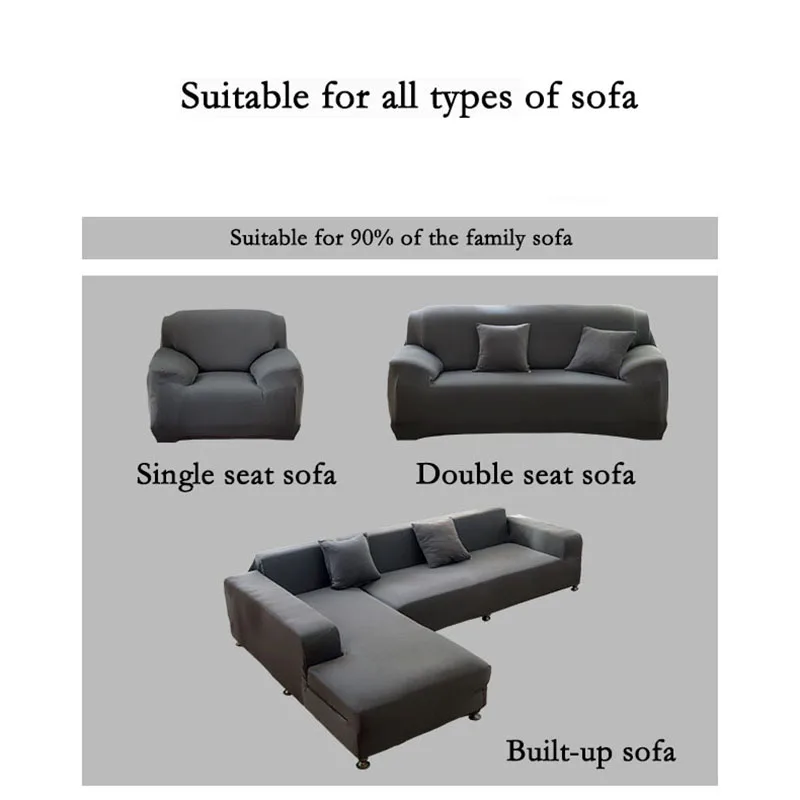 hot sale full cover 1/2/3/4seats seaters  stretchable solid color plain dark grey elastic stretch sofa cover milk silk slipcover
