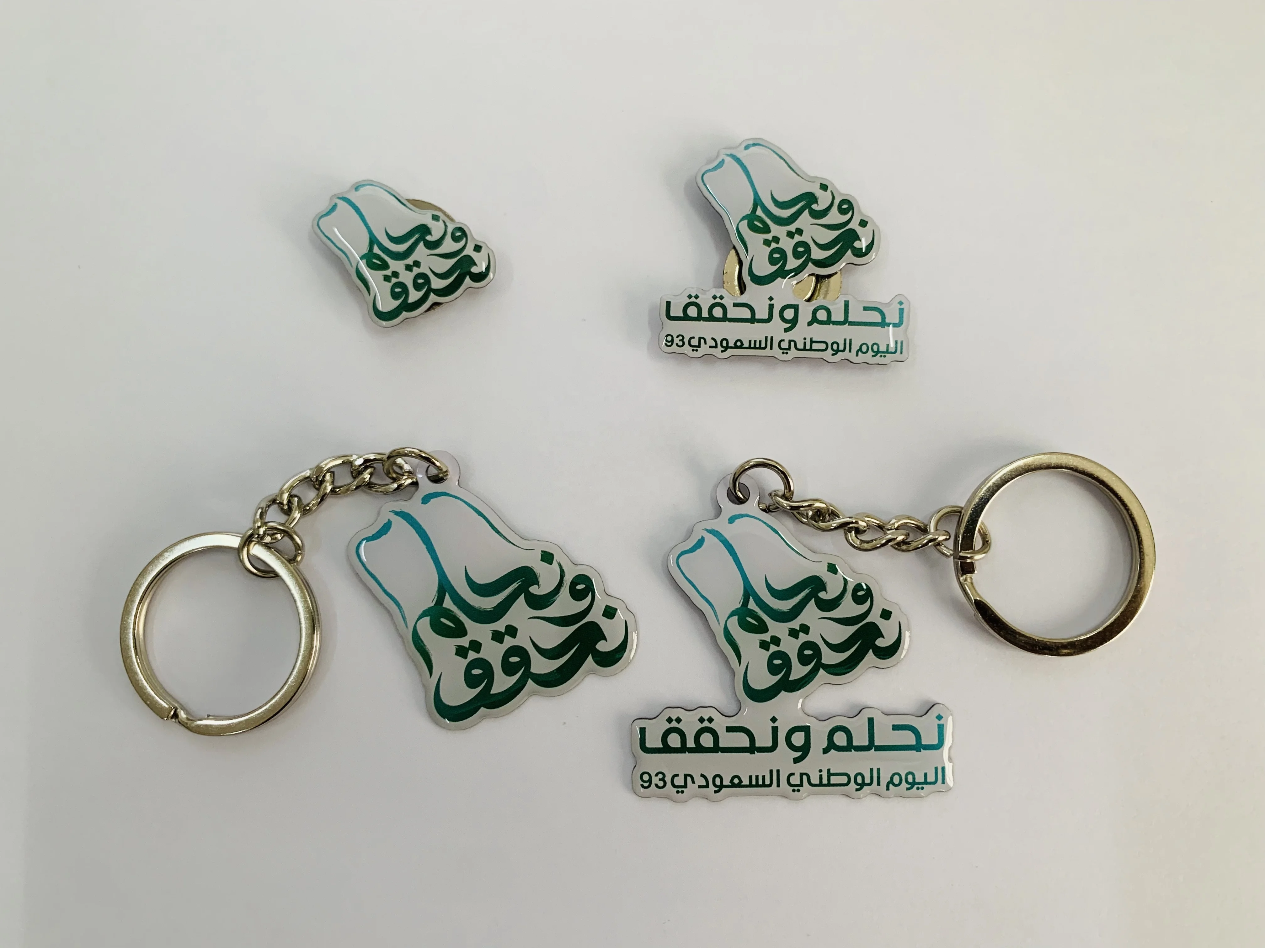 New Arriving ready stock Saudi Arabia 93 National Day Logo Magnetic Brooch Metal Soft Enamel Lapel Pin Badge
