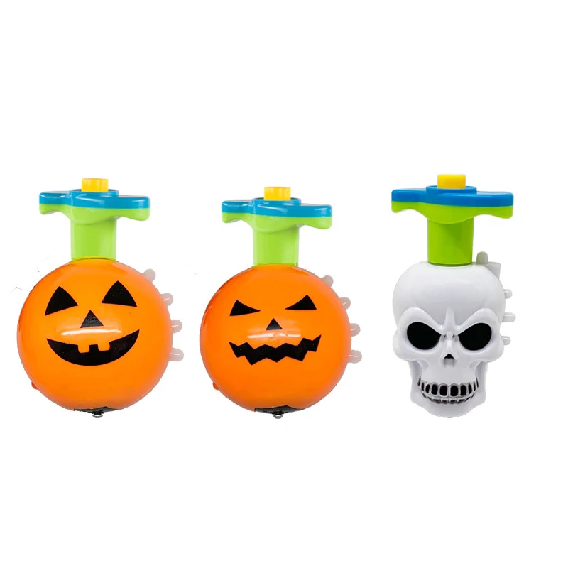 Halloween Pumpkin Skull Shaped Spinning Top Toy A Set Of 12 Mixed Classic Light Music Rotating Toys Kids Decompression Toys