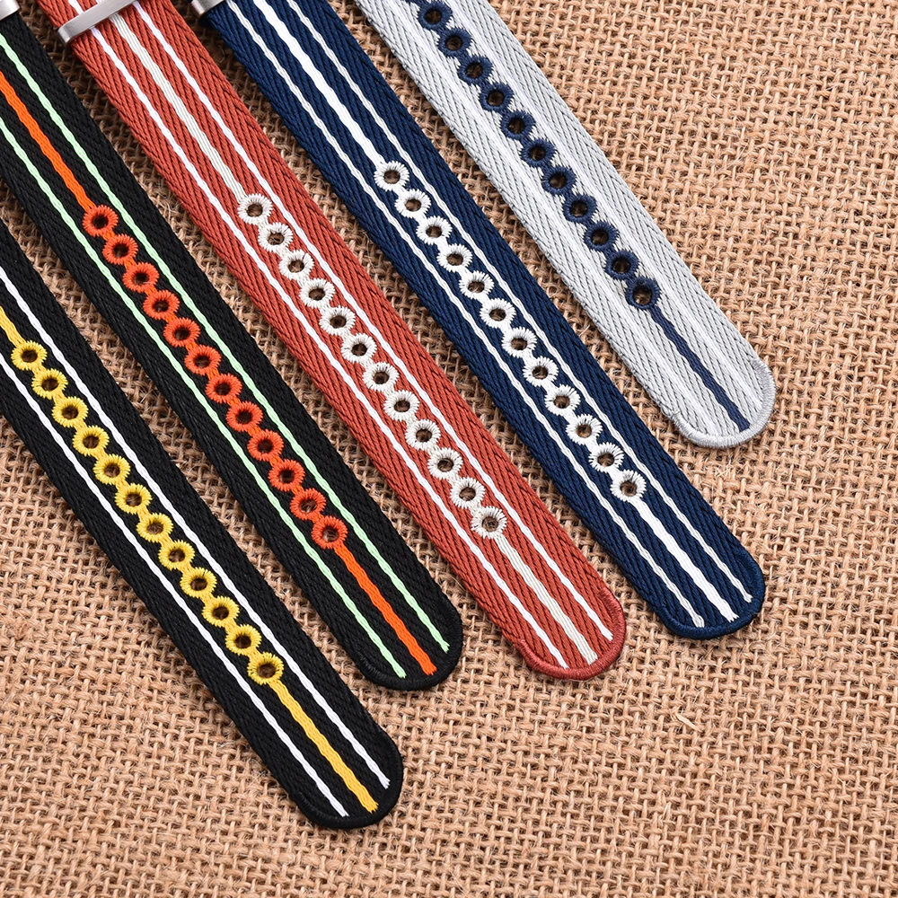 JUELONG Embroidery Eco-friendly Nylon Woven Watch Strap Luminous Recycled Nylon Watchband for Scuba Fifty Series Watches