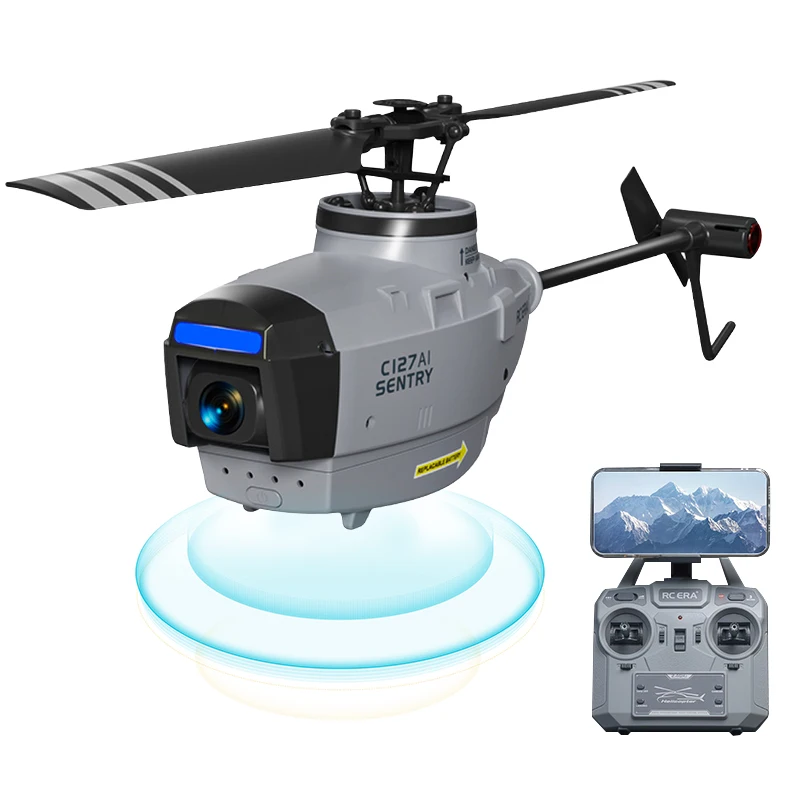 C127AI R/C Simulated Military Fly Aircraft 720P Wide-Angle Camera AI Intelligent Recognition Investigation Helicopter Drone Toy