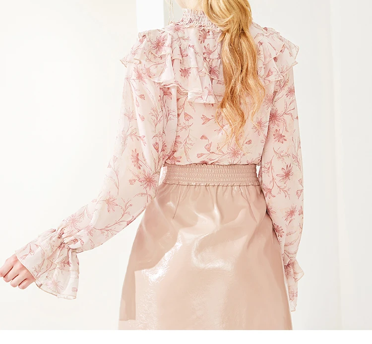 Wholesale Factory Fancy Ladies Pretty Style Floral Chiffon Blouses