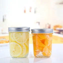 Wide mouth glass mason jar clear round glass jam jar with metal lid