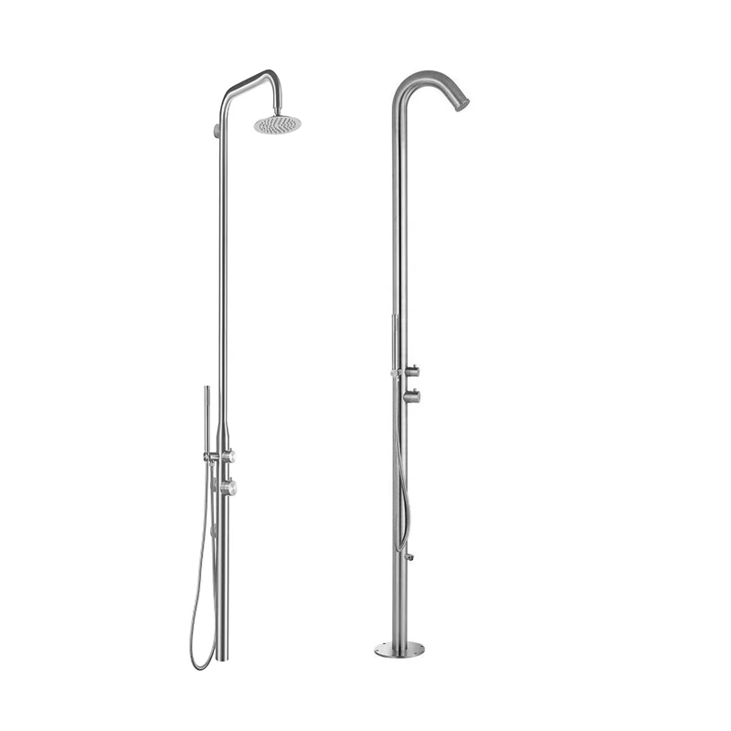 Hotel rain system Pool Shower Set Faucet All Matt Stainless Steel Outdoor Shower Dual Handle Shower Column Set