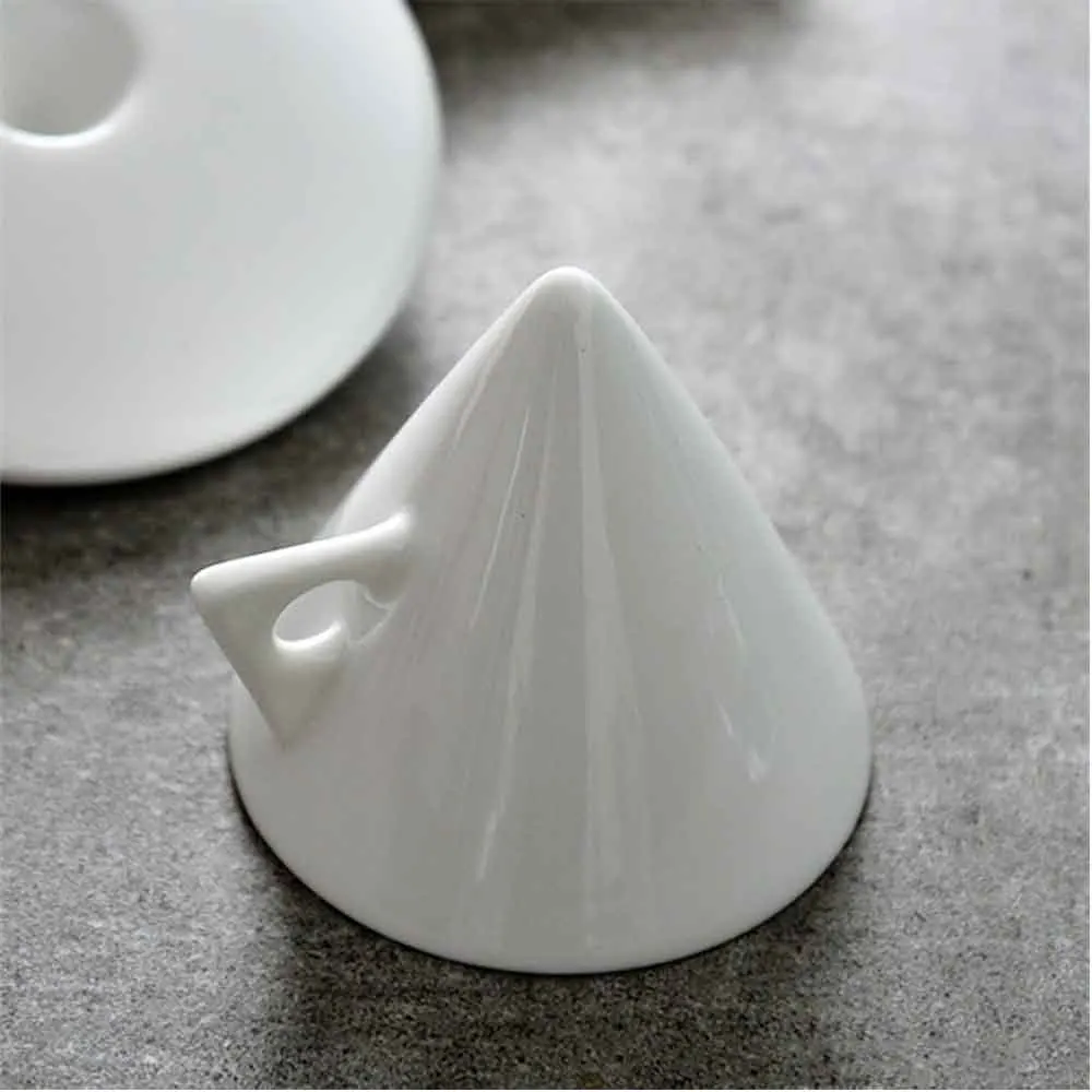 Light Luxury Bone China Cone Type ESPRESSO SHOT Cup Ceramic Pyramid Small Black Coffee Mug And Saucer Sets Demitasse Teacup