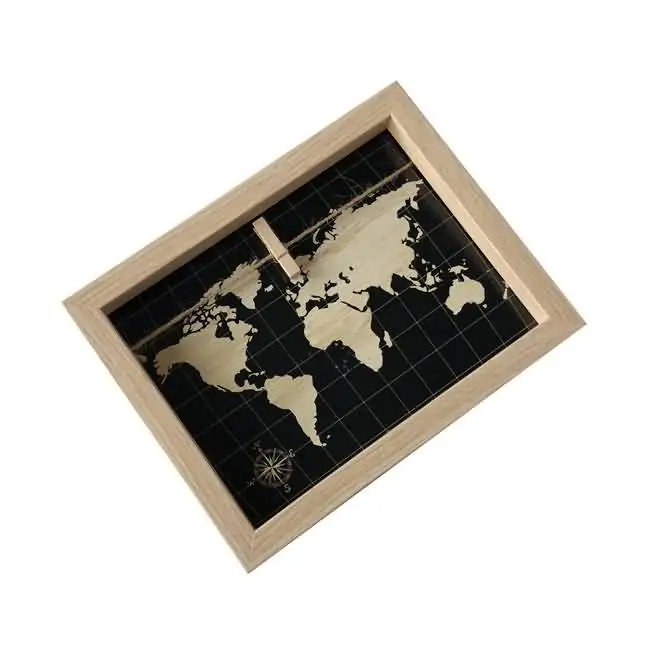 MDF Wooden  Message  Board Blackboard Map l Art Picture Frame with Clips 20x30cm