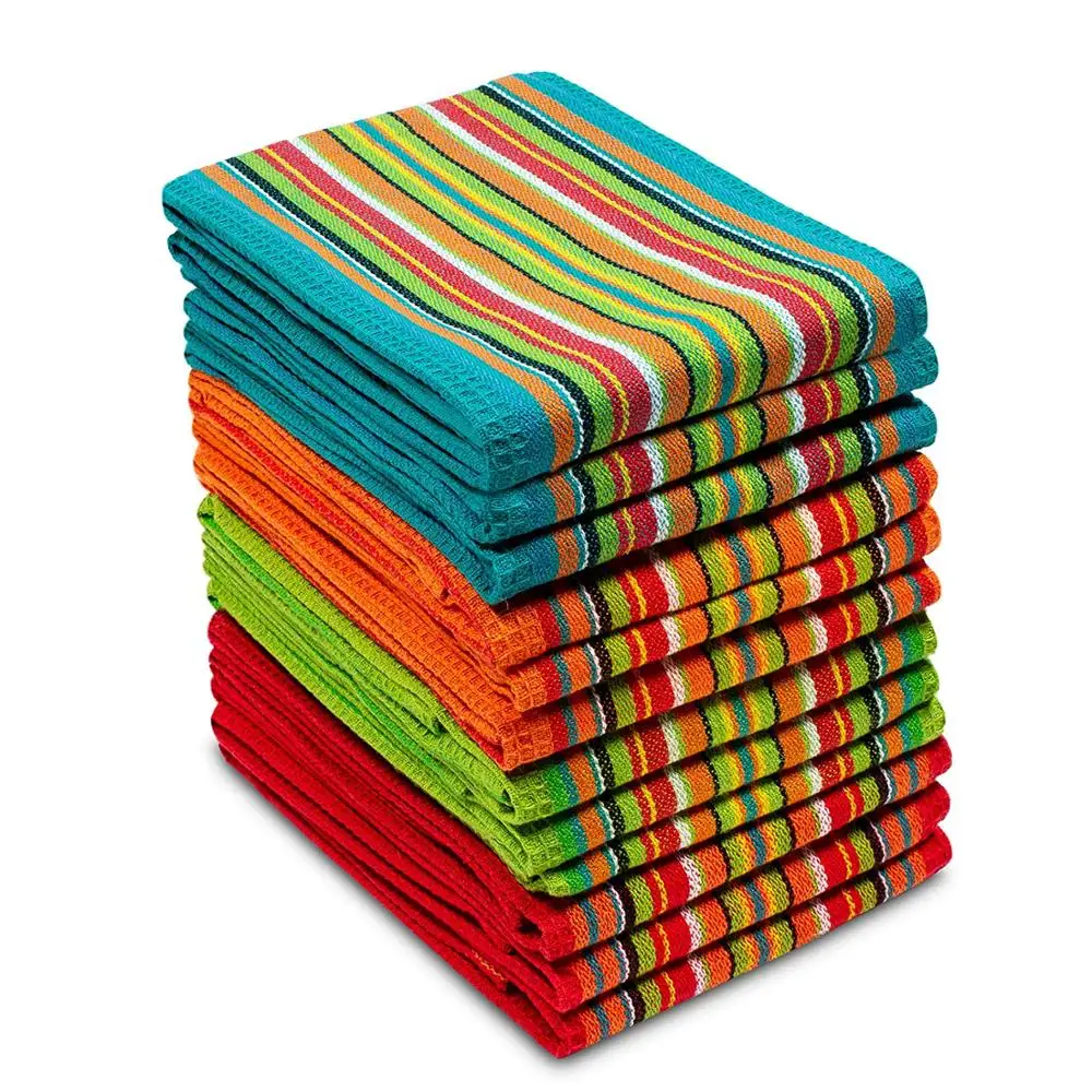 terry cotton kitchen towels four color stripe
