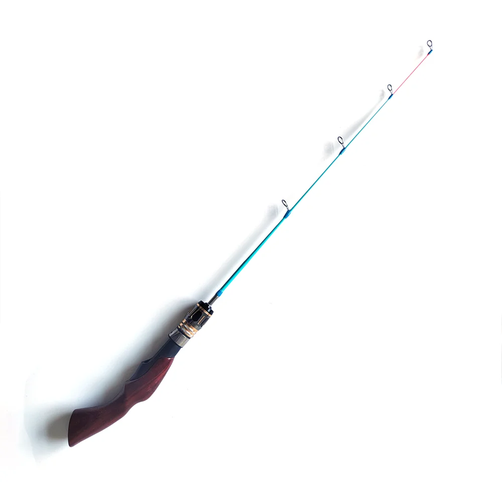 Wholesale in stock ice fishing rod 700mm 2section ice fishing rod blanks wood handle glass fiber rod ice fishing