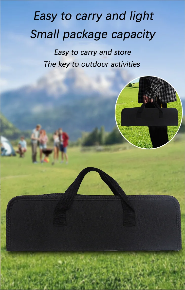 Outdoor BBQ Tool with Wooden handle Stainless Steel Grill 6-piece set Oxford Cloth bag Household BBQ Barbecue Tool set