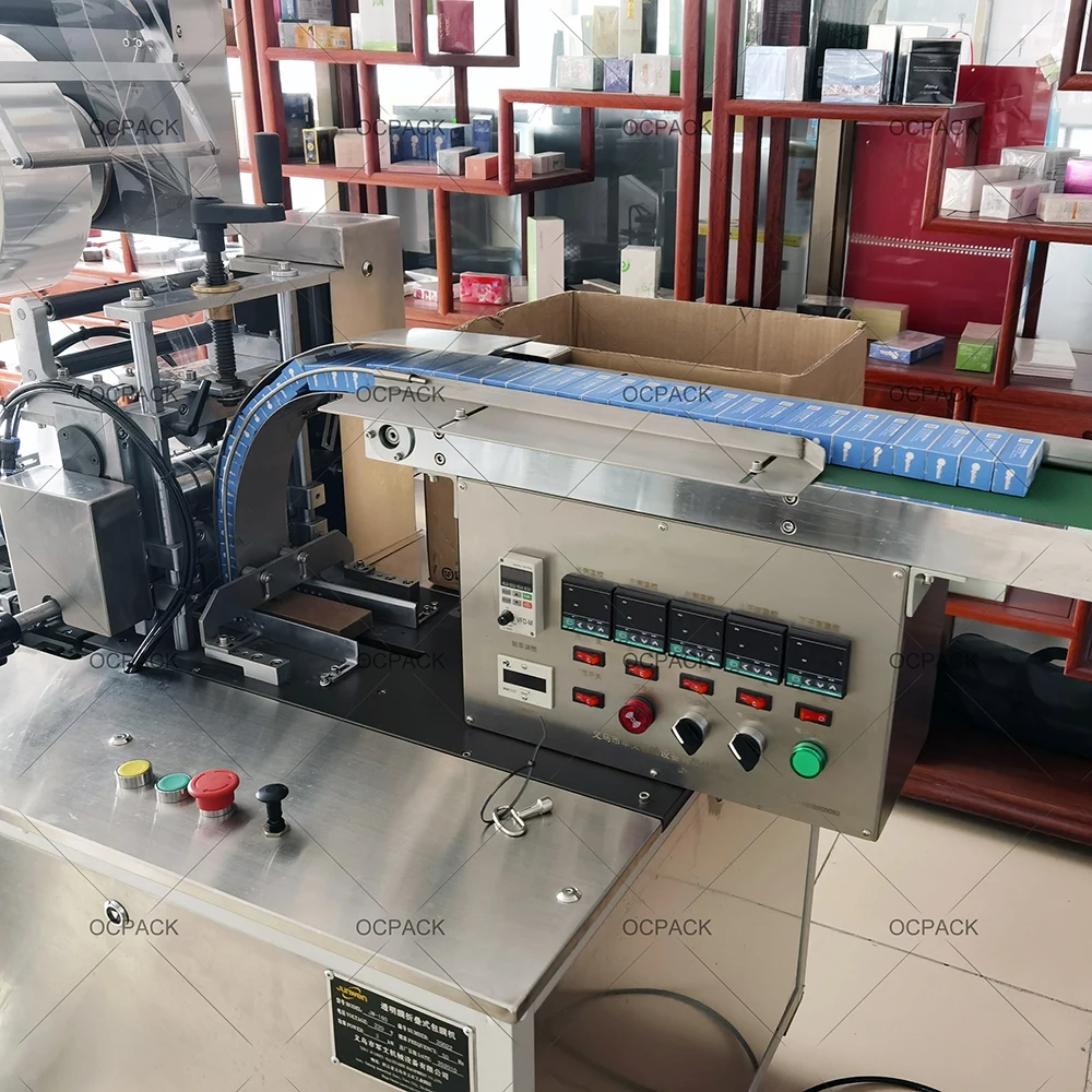 Semi Auto Bopp Transparent Box Cellophane Overwrapping Machine For Small Perfume Cosmetic Box