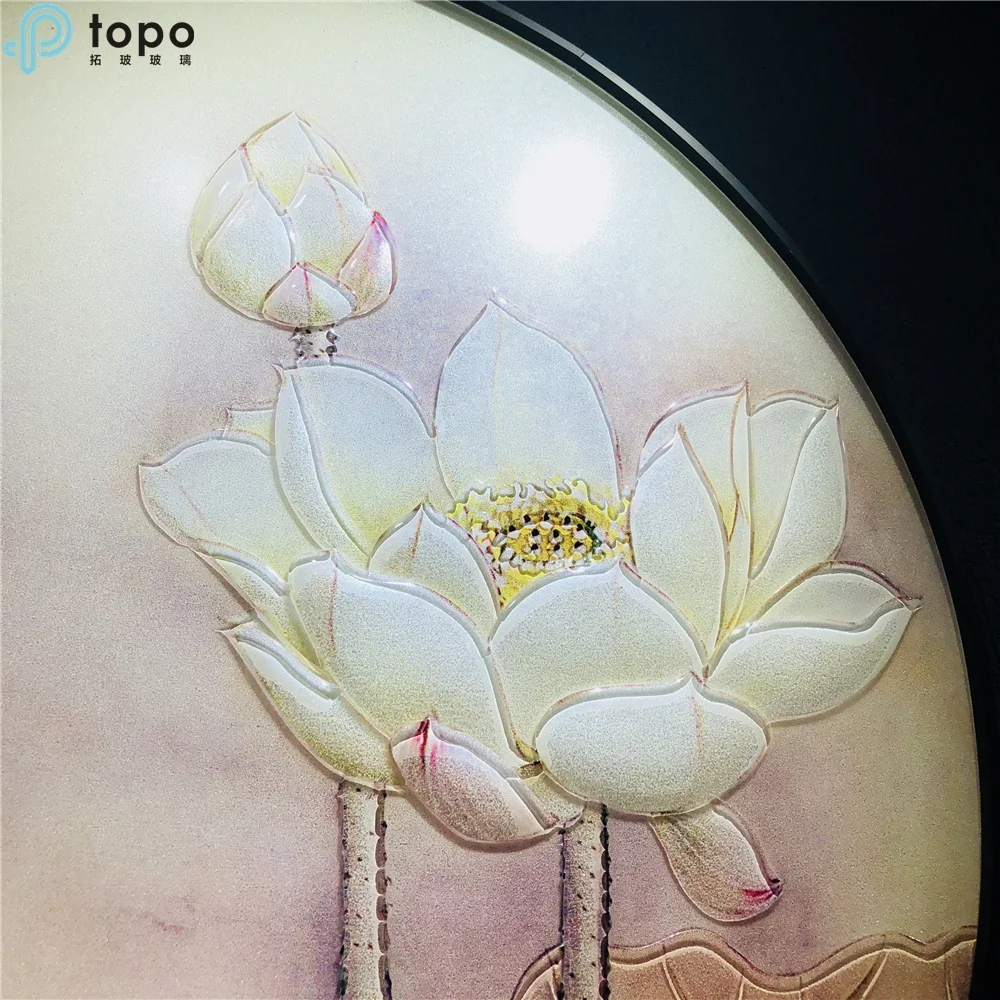 
Home Decor H800mm*800mm Hanging Wall Modern Art Flower Glass Painting (MR-YB6-2013) 