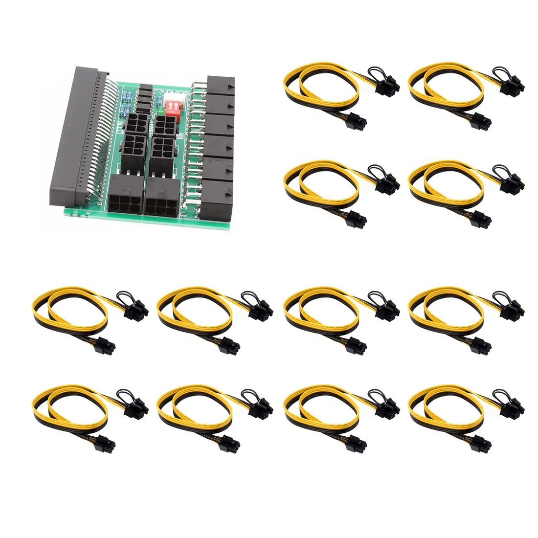 
12V GPU/PSU Branch Board Adapter 12x 6pin Conversion for DPS-1200FB A DPS-1200QB W/ 8 pin to 6 Pin PCI Express Power Cable 