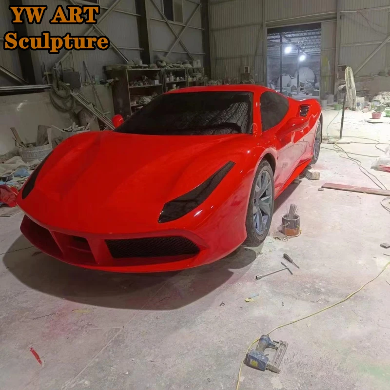 Life Size Polished Red Factory Customized Stainless Steel Die Cast Metal Model Cars Sculpture