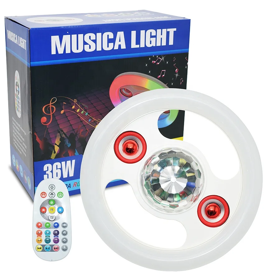 LED BT Light Bulbs with Double Speaker Disco Ball,Wireless 36W RGB Color Changing Music Lamp with Remote Control for Home