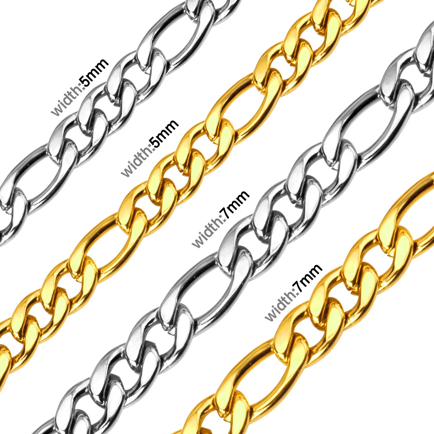 Ason Wholesale Volume Cuba Chains 18K Gold Plated Custom Size Stainless Steel Chain Necklace Jewelry For Men Women