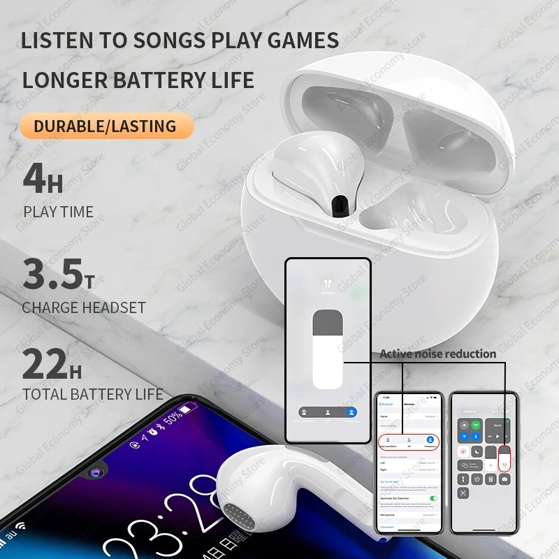 Original Pro 6 TWS Touch Control Wireless Headphones BT V5.0 Earphones Sport Earbuds Music Headset For Iphone Xiaomi phones