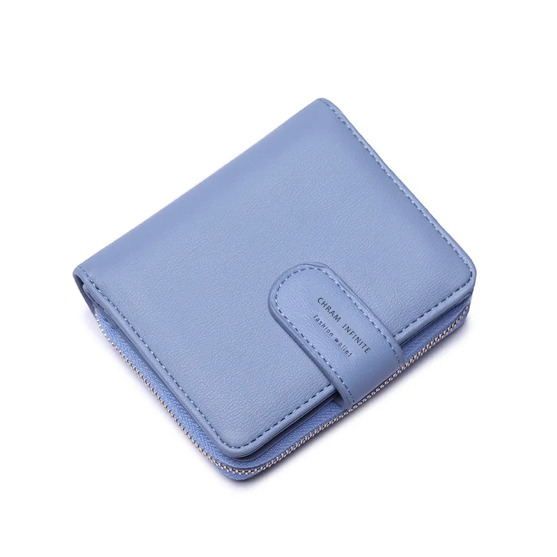 RU Square PU Leather Card Holder Wallet with Zipper Wholesale Change Gadget Storage Bags with Buckle