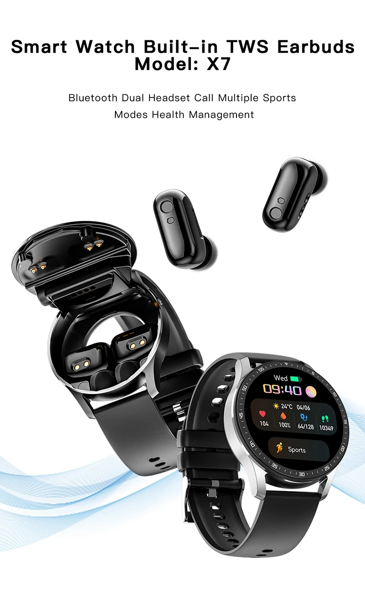 2023 New X7/X8/R6/S6 TWS Smartwatch Con Auriculares 2 en 1 Smart Watch with Earpod
