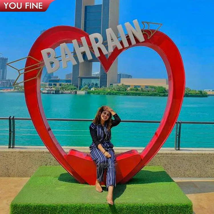 Outdoor Garden Decoration Custom Modern Art Mirror Polished Metal Stainless Steel Heart Shape Arch Statue