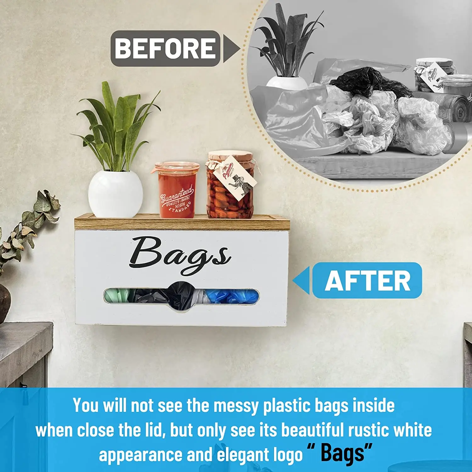 Hot Selling Trash bag dispenser holder and Wall Mounted Garbage Bag Dispenser Home and Kitchen Organization