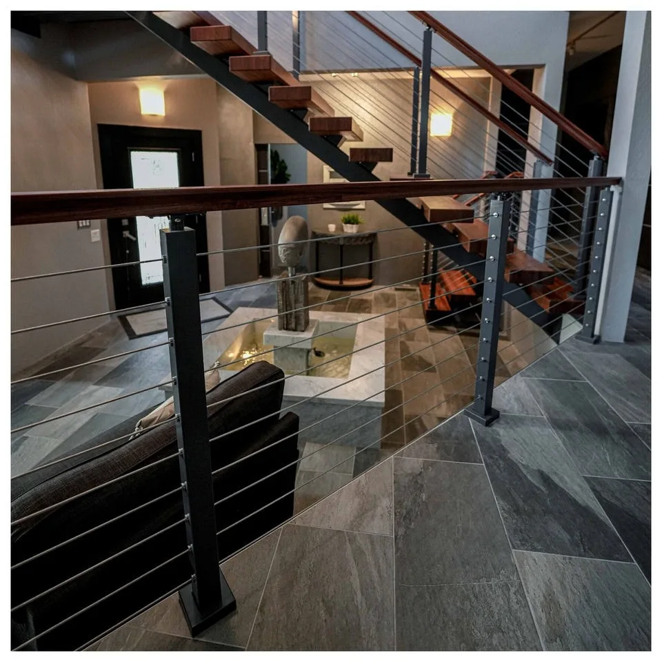 EKOO Deck Rod Stair Railing Cost Cheap Tensioning Stainless Steel Cable Balustrade Railing Post