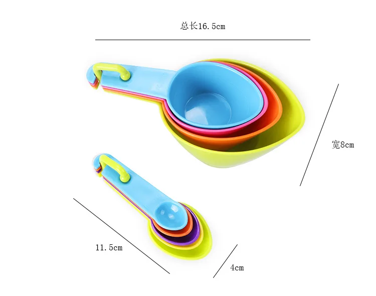 Measuring Cups and Spoons Set, Plastic Measuring Cups Measuring Spoons Stackable for Measuring Dry and Liquid