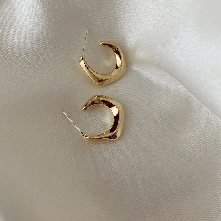 Hot Selling New Trend Hoop 18k Gold Plated Charm Round Earrings S925 Silver Needle Minimalist Earrings Jewelry