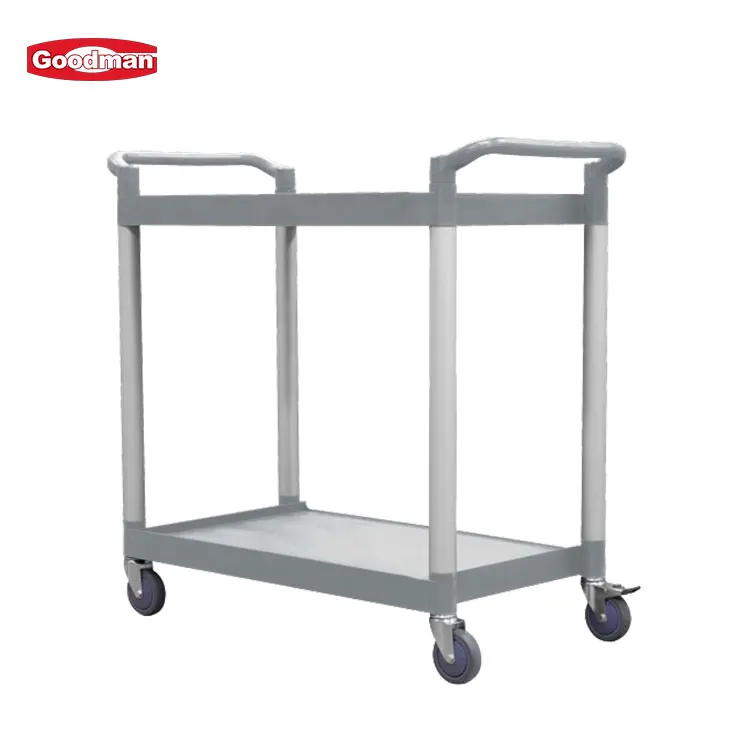 Manufacturer Price 2 Tiers Plastic Airline Food Mobile Trolley Cart With Wheels