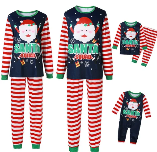 2021 wholesale drop shipping lovely Santa printed family  matching christmas  pajamas sets   family Christmas clothing