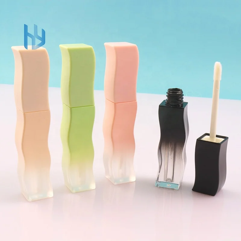 OEM/ODM irregular 5ml matte Pink/nude/black Gradient Empty plastic Cosmetic Lip Gloss bottle