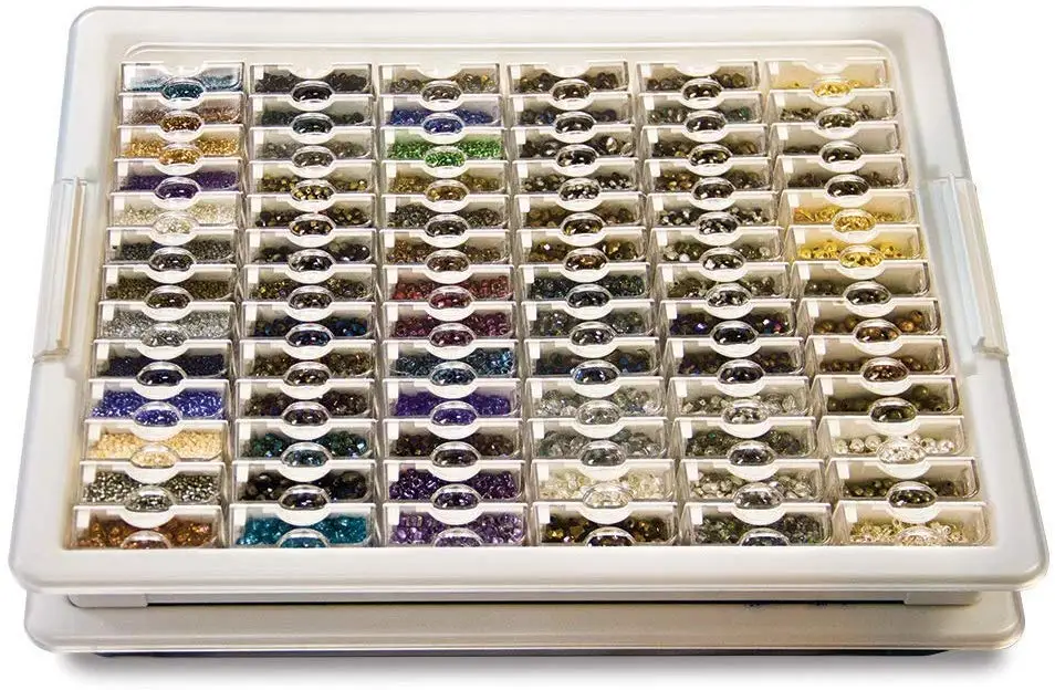 78 Grids Nail Organizer Storage Box Clear  for Diamond  Painting Nail Salon Manicure Tool