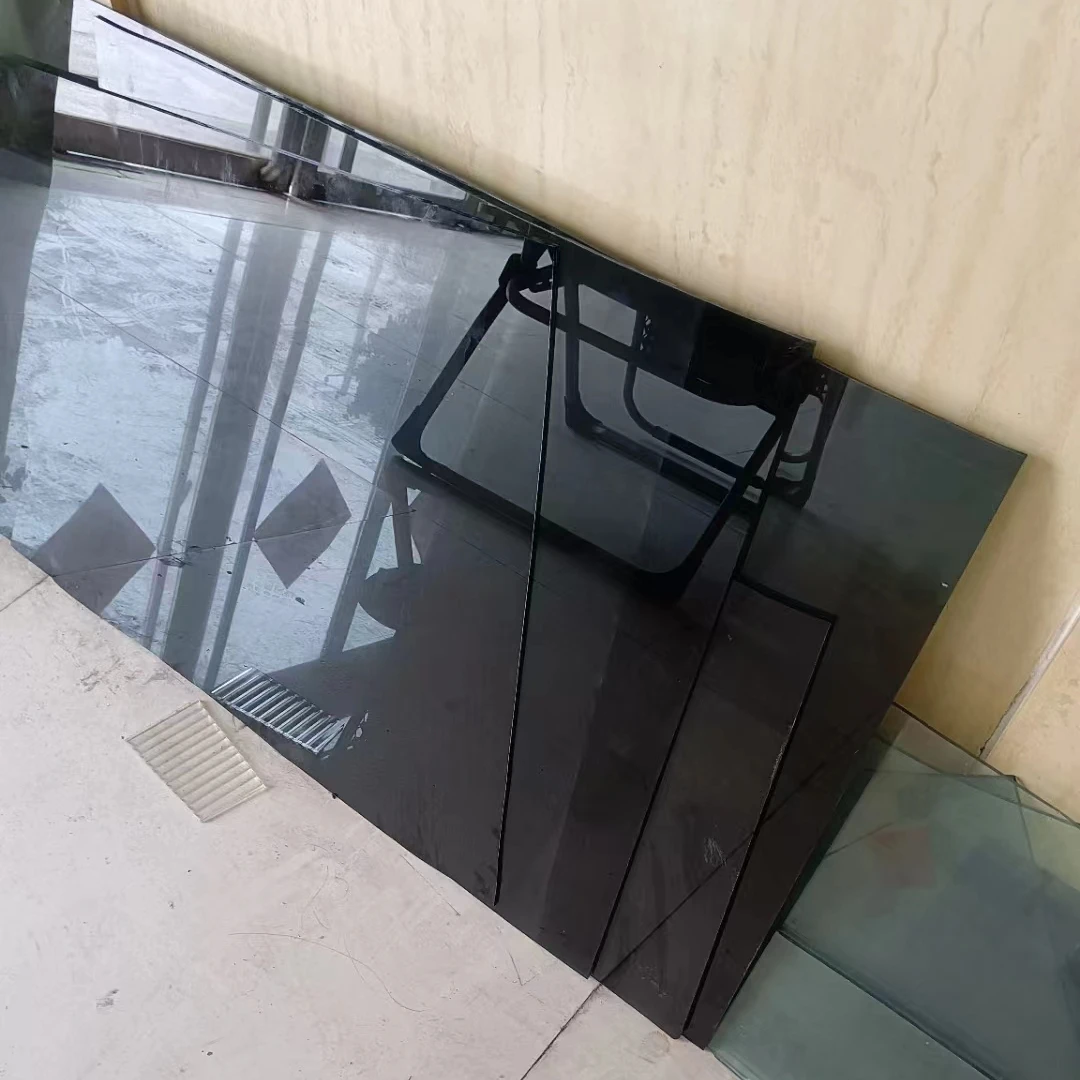 Grey Glass. Thickness 5mm Size 1830*2440mm High Quality Black Dark Double Flat Solid Customizable Reflective Glass Construction
