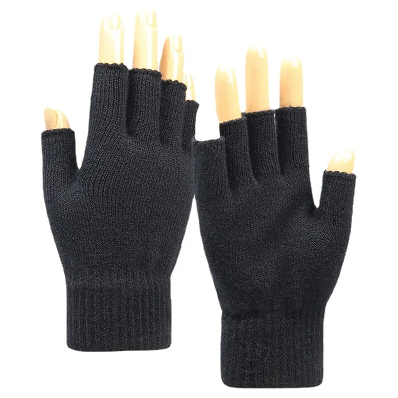 Custom Winter Knitted Convertible Fingerless Gloves Unisex Mittens Stretchy Knit keep warm Gloves