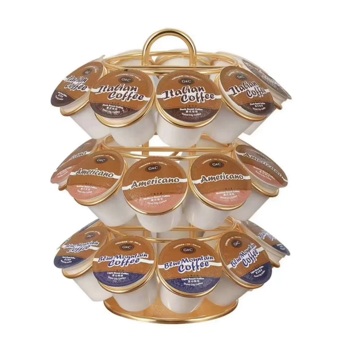 360 Degree Rotating Carousel Gold 27pcs K CUP Dolce Gusto Capsule Rack Storage Holder Coffee Pods Holder