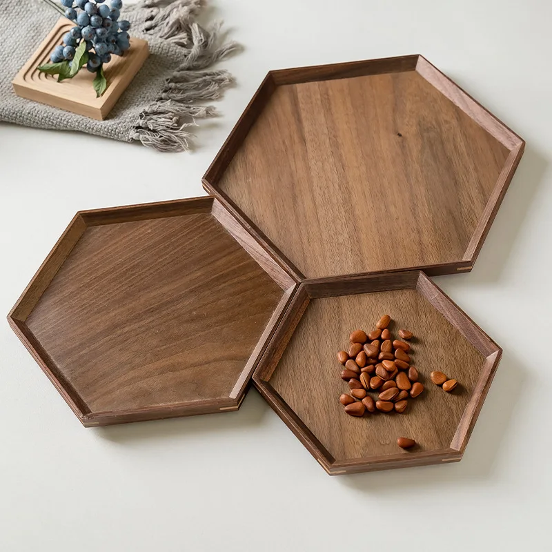 Acacia Wooden Trays Serving Platter  Bread Charcuterie Board Fruit Salad Cheese Platter Octagon Square Serving Tray