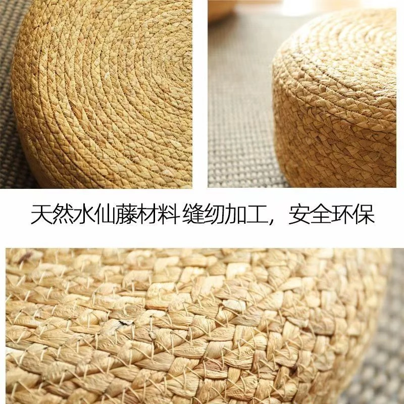 Hand braided woven water Hyacinth ottoman moroccan pouf stools ottomans with Top quality EPE sponge inner